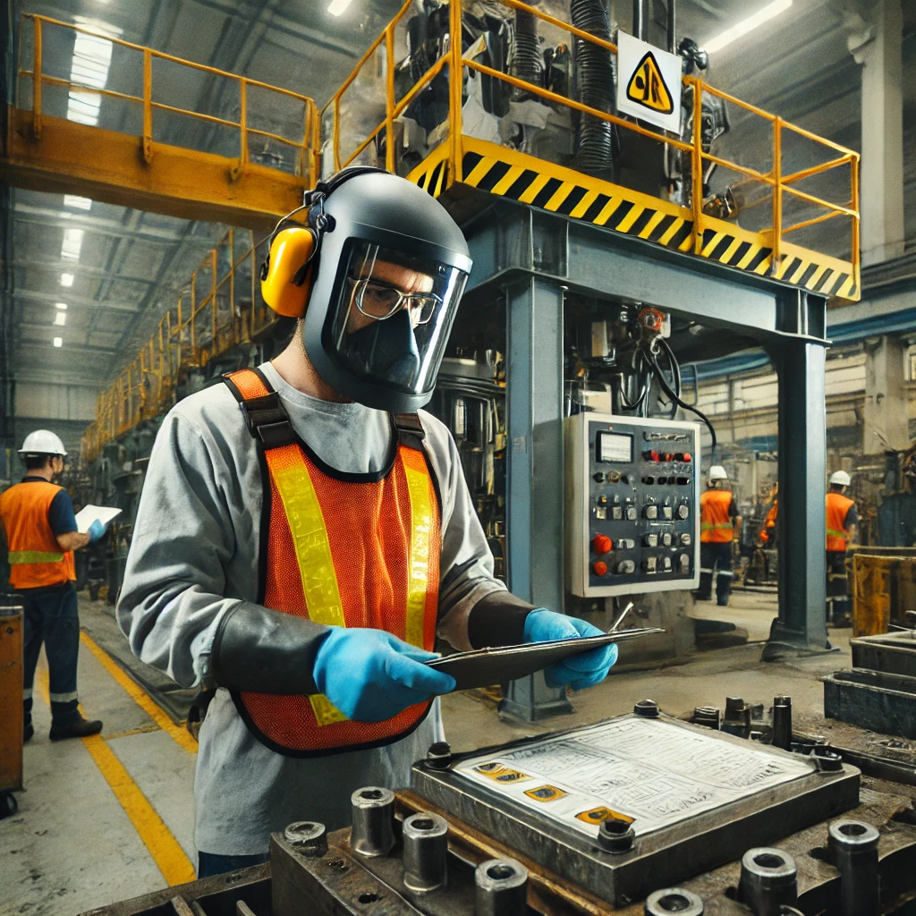 Un entorno de trabajo industrial mostrando a un trabajador Ilustraciones de seguridad laboral que muestran ejemplos de accidentes e incidentes en entornos de trabajo. Las imágenes destacan el uso adecuado de equipo de protección personal (EPP), señalización de riesgos, y situaciones que ilustran cómo prevenir accidentes en el lugar de trabajo. También se incluyen ejemplos de incidentes donde los trabajadores logran evitar peligros, destacando la importancia de la gestión de riesgos y las medidas de seguridad en la empresa.