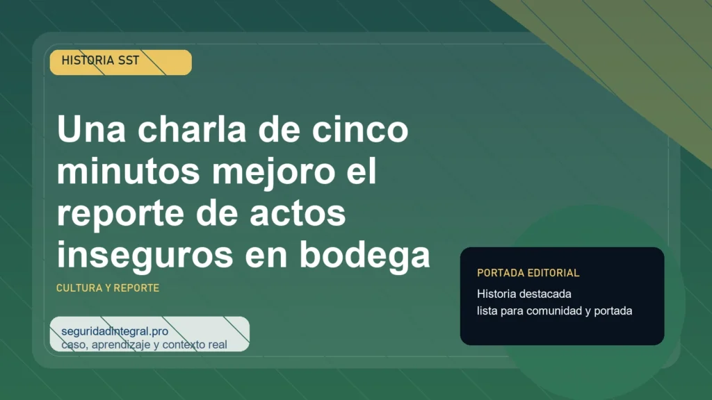 Una charla de cinco minutos mejoro el reporte de actos inseguros en bodega